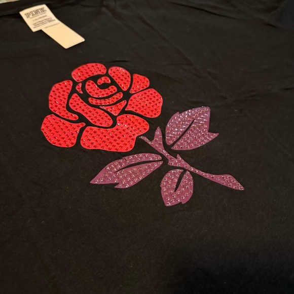 Victoria's Secret PINK Girlfriend Cropped Bling Tee Shirt Black Size Large - Picture 5 of 12